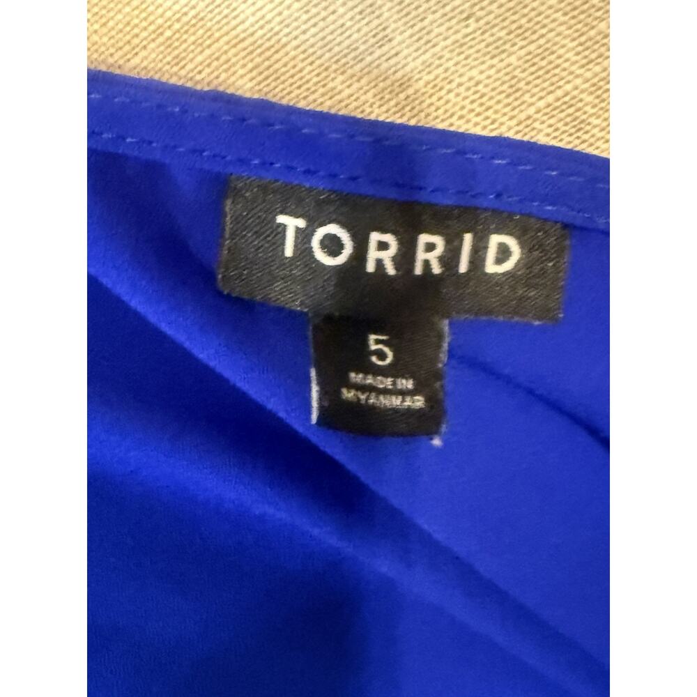 Torrid Tunic Top Womens 5 Royal Blue Flowy V Neck Flutter Sleeve Boho Blouse - Picture 6 of 6